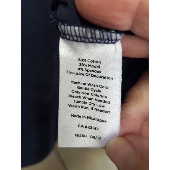 Talbots Cotton Blend Blue Keyhole Back Long Sleeve T-Shirt with Ruffle Detail L - Picture 6 of 6